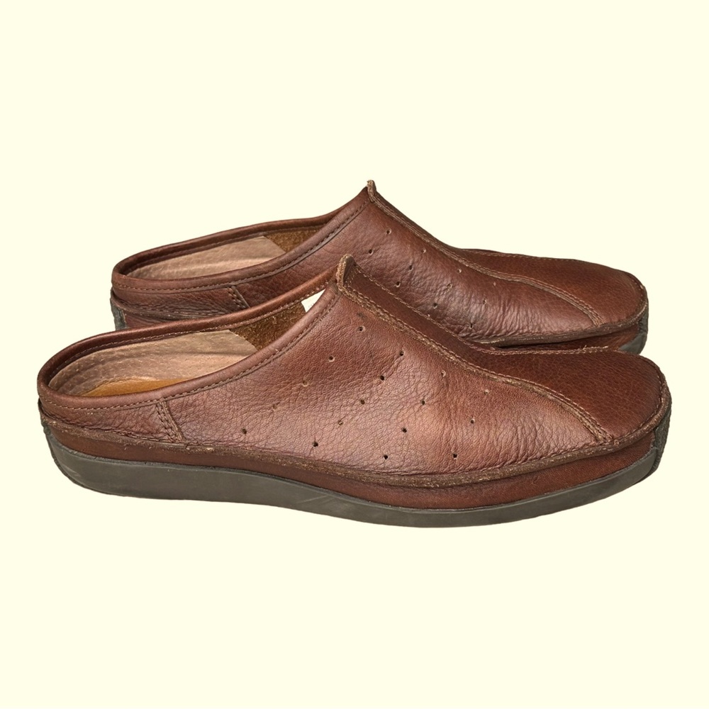 Hush Puppies Women's Coban Brown  Leather Flat‎ Clogs Shoes 50452 Size US…